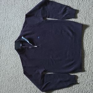 Burberry men's navy wool 1/4 zip sweater S